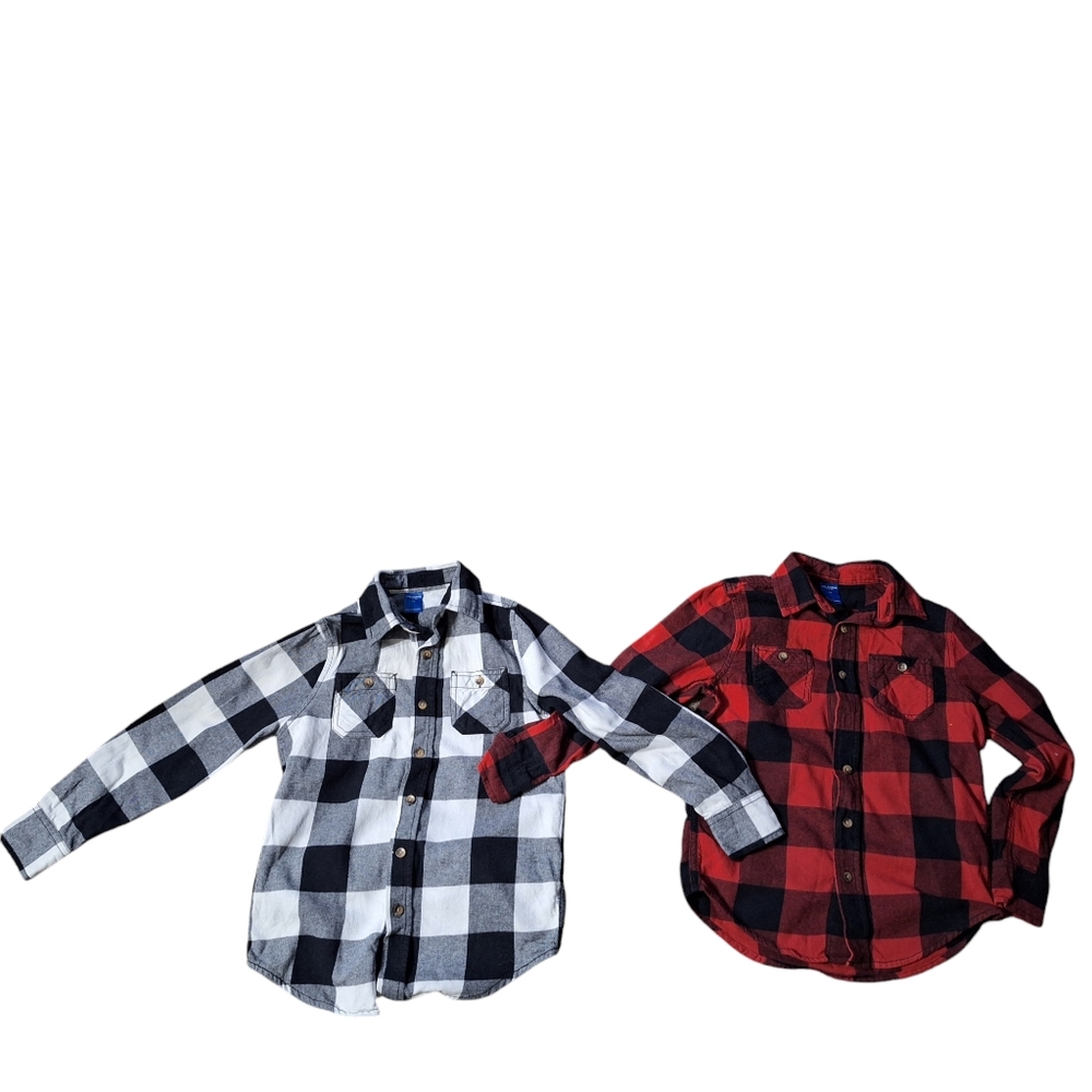 Pre-Owned Arizona Jean Co Boys Longsleeve-Flannel Shirt-red&black. 1 White&Black